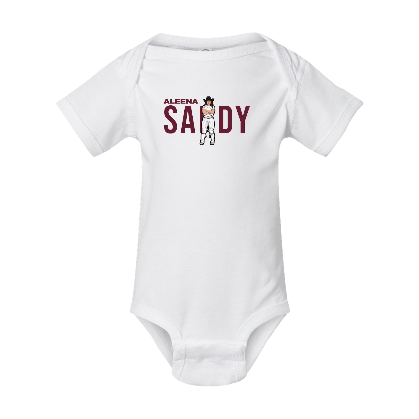 Baby Onesie — Player Name in White