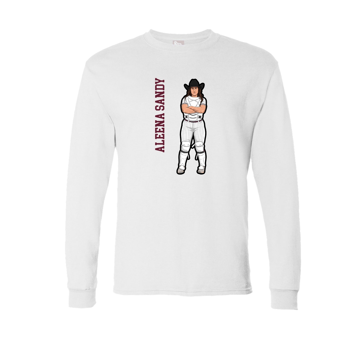 Long Sleeve Tee — Name Vertical in White