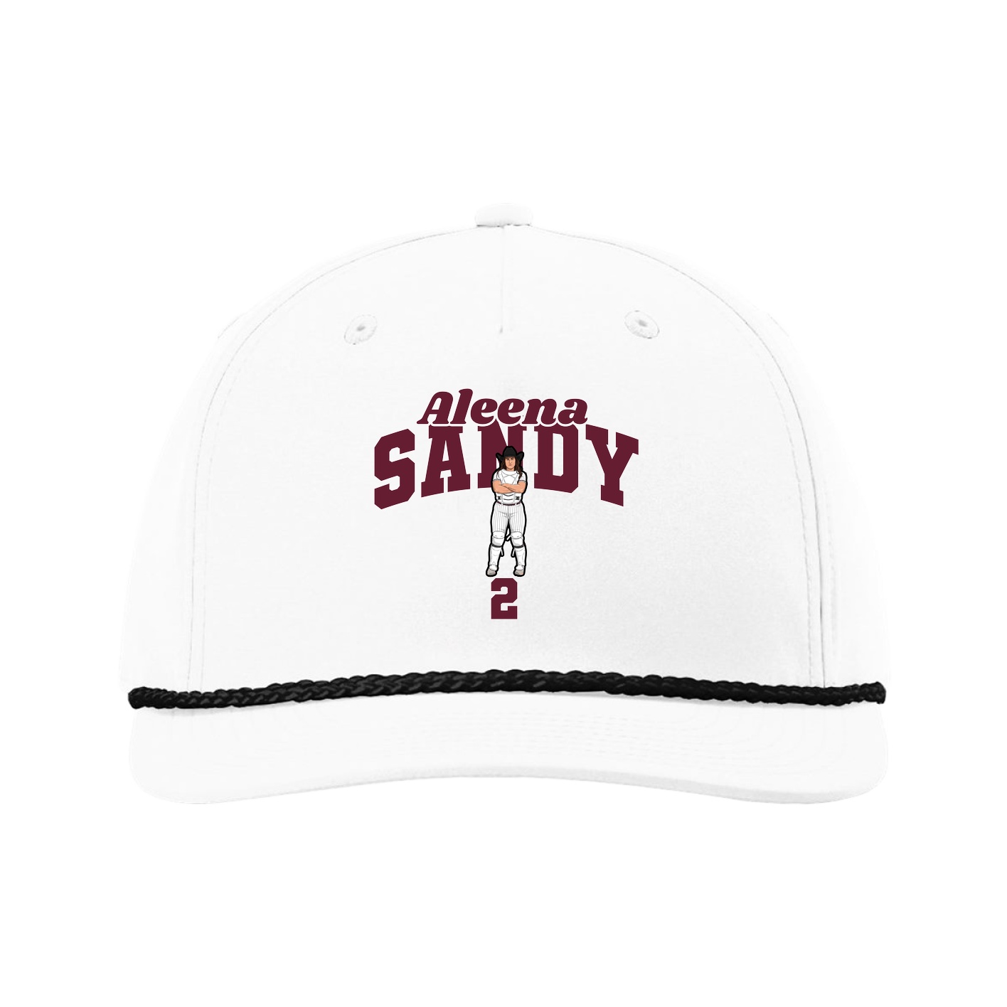 Five-Panel Classic Rope Cap — Signature Arch in White