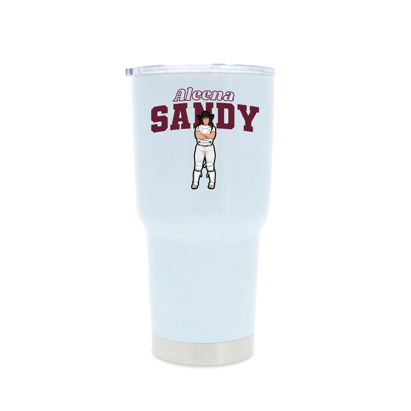 30oz Stainless Steel Tumbler — Name Arch in White