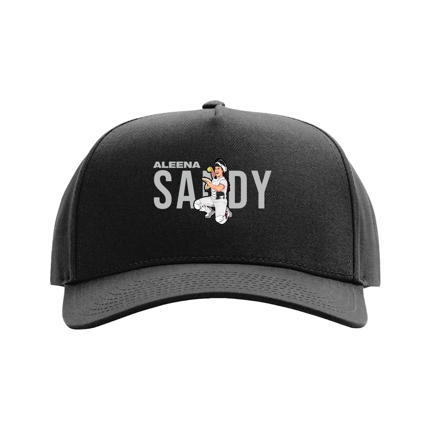 Full Fabric Five-Panel Champ Cap — Player Name in Black