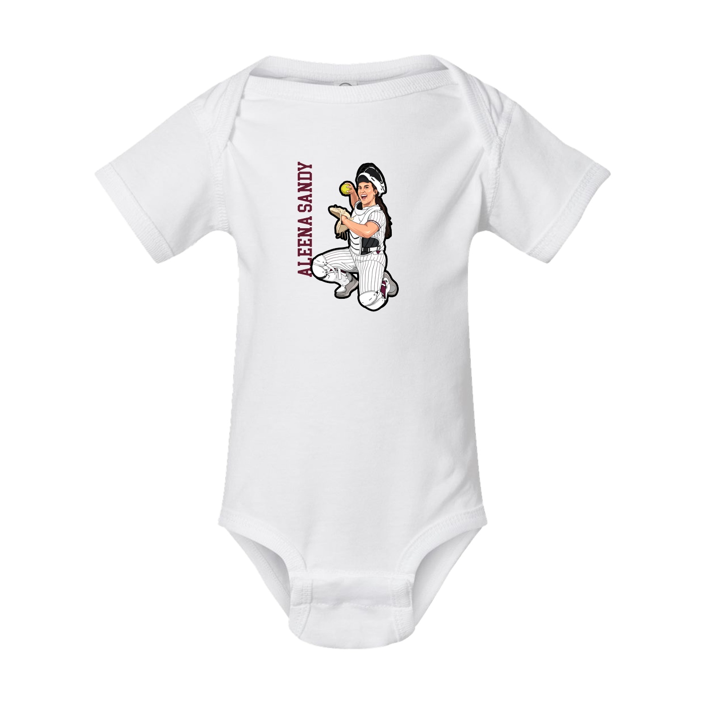 Baby Onesie — Name Vertical in White