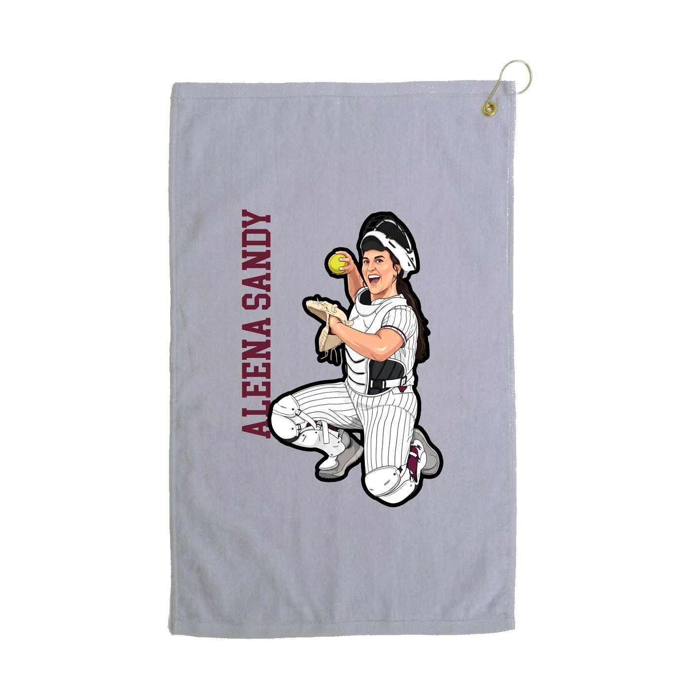 Golf Towel — Name Vertical in Grey