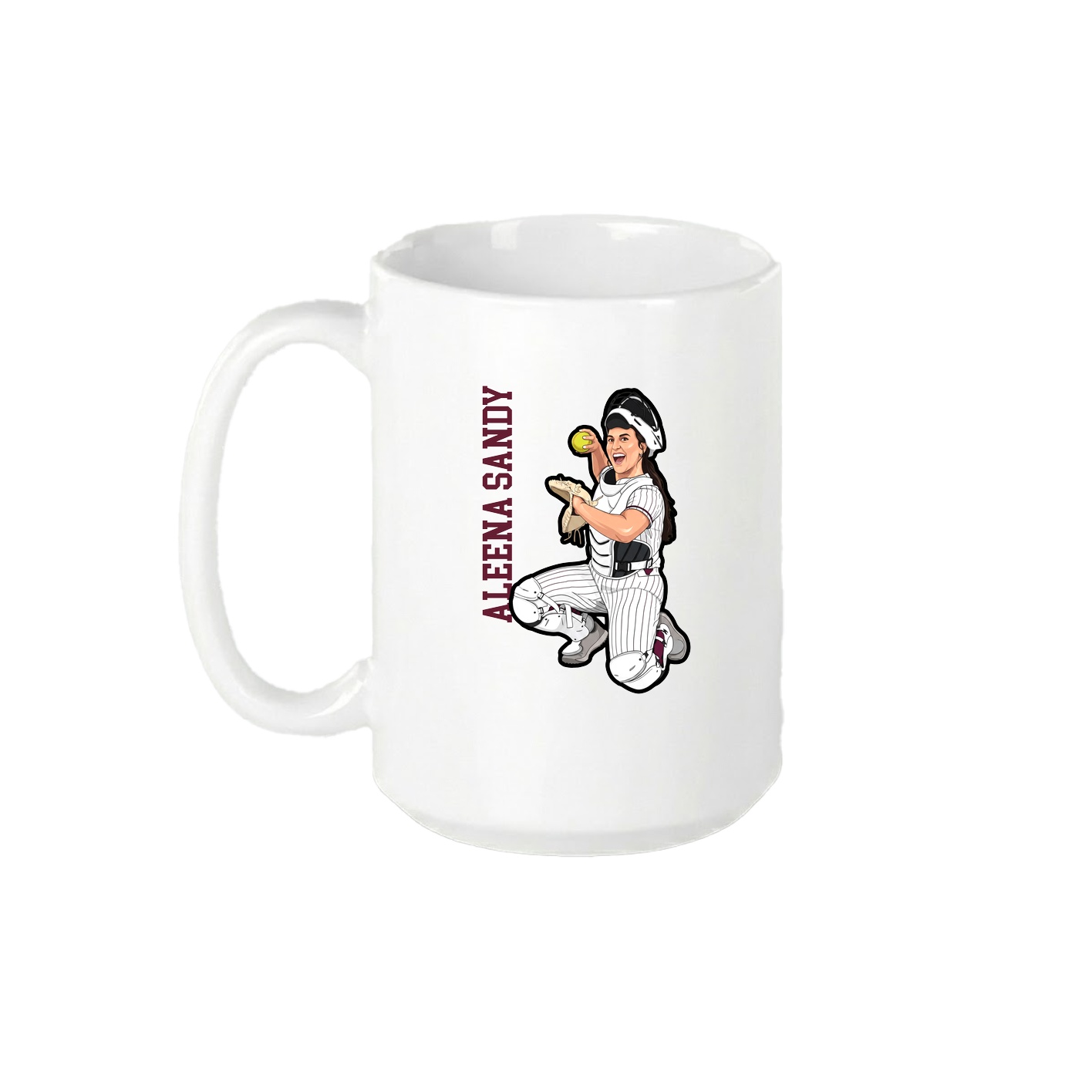 15oz Coffee Mug — Name Vertical in White