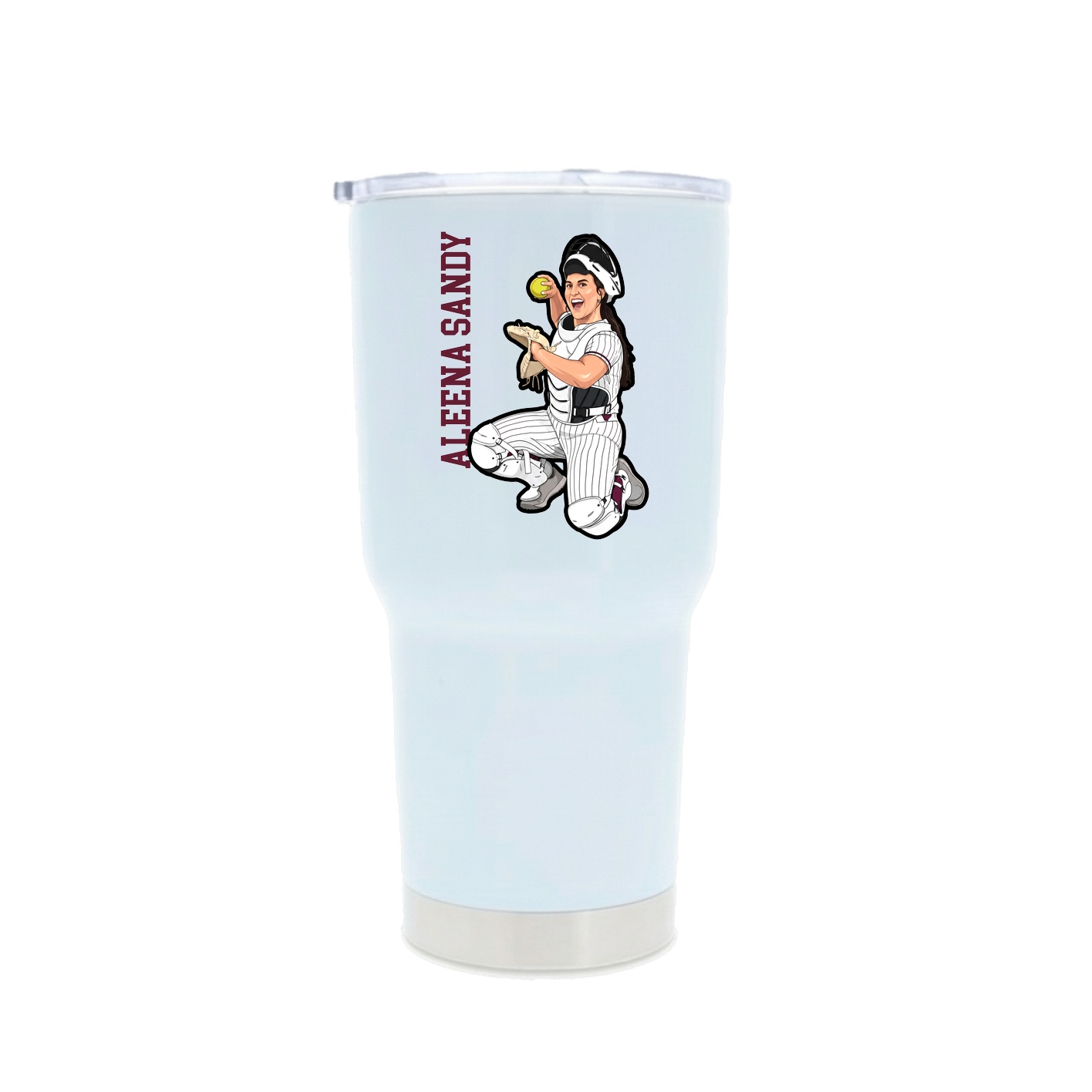 30oz Stainless Steel Tumbler — Name Vertical in White