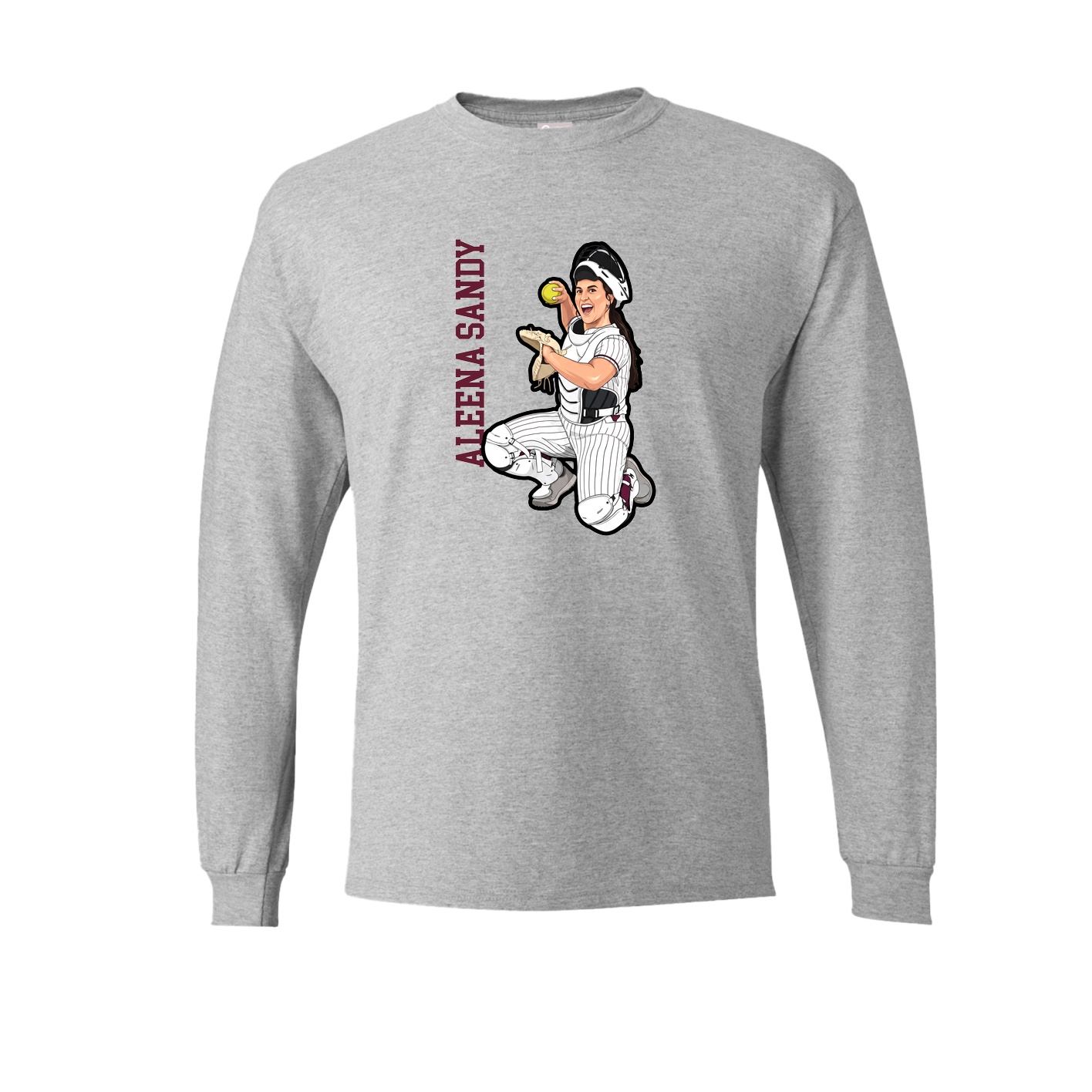 Long Sleeve Tee — Name Vertical in Grey