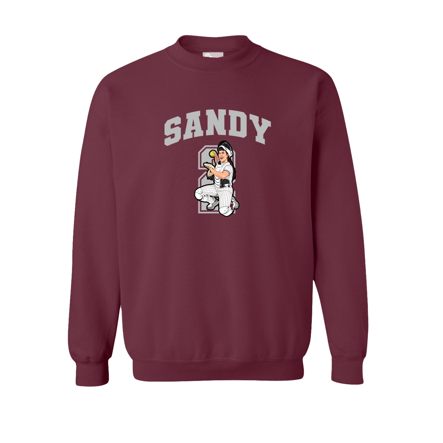 Fleece Crew — Number in Maroon