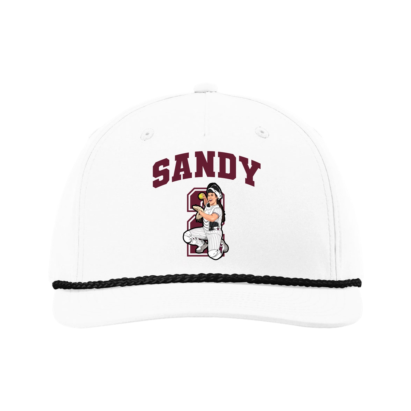 Five-Panel Classic Rope Cap — Number in White