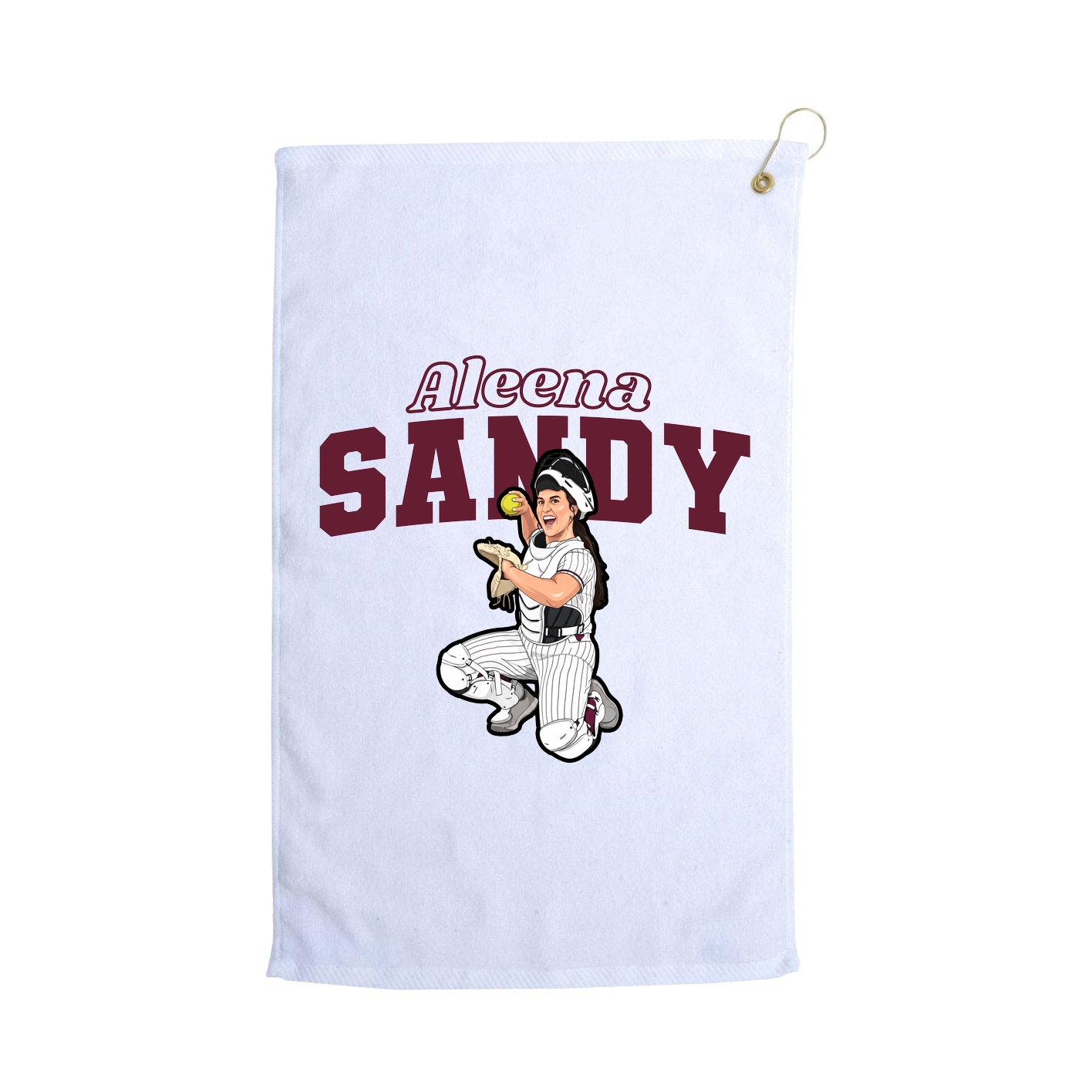 Golf Towel — Name Arch in White