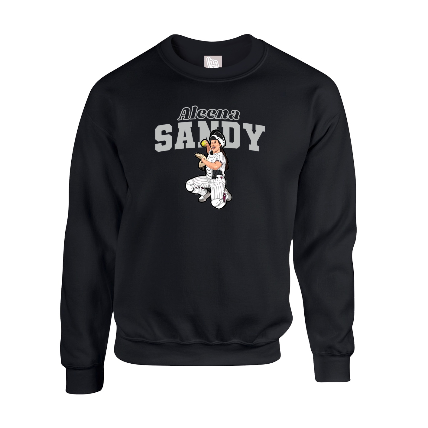 Fleece Crew — Name Arch in Black