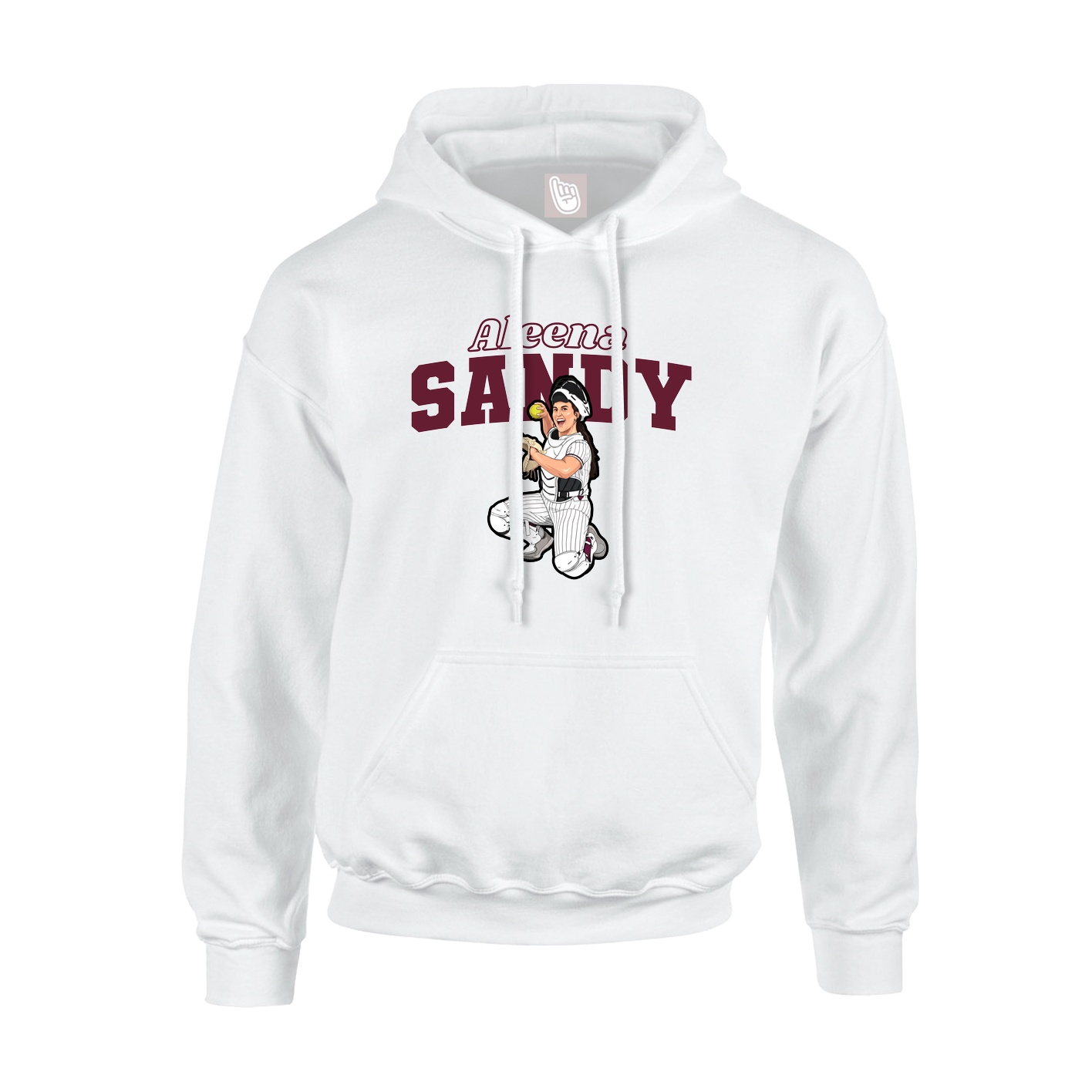 Youth Hoodie — Name Arch in White