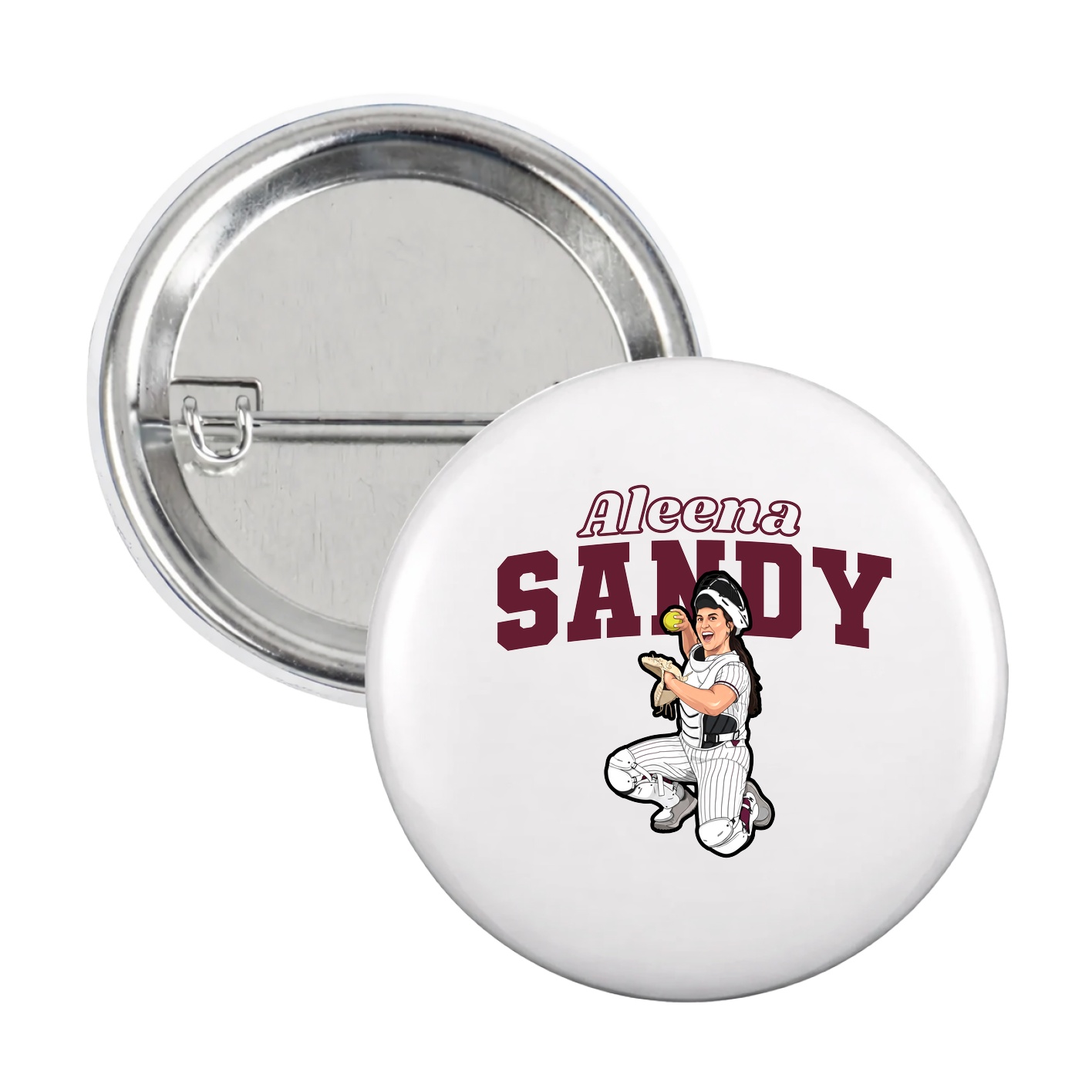 Game Day Button — Name Arch in White