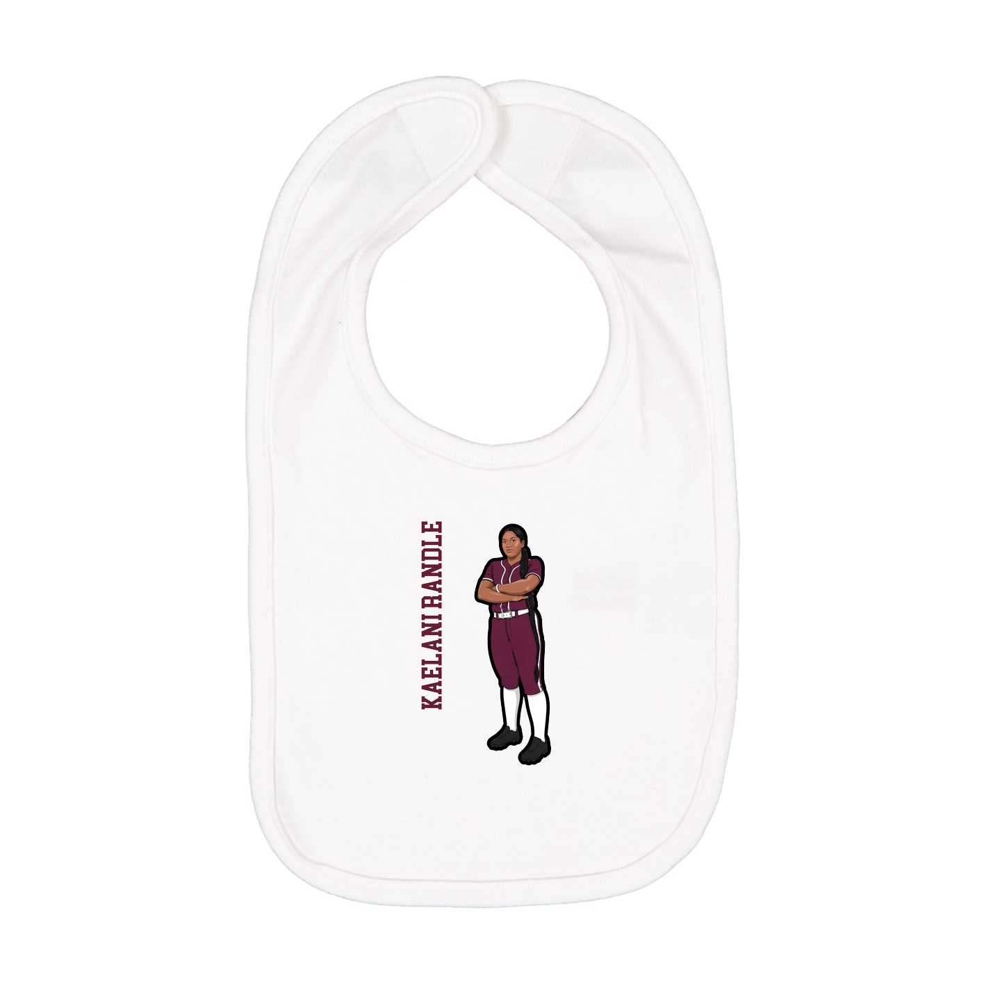 Infant Bib — Name Vertical in White