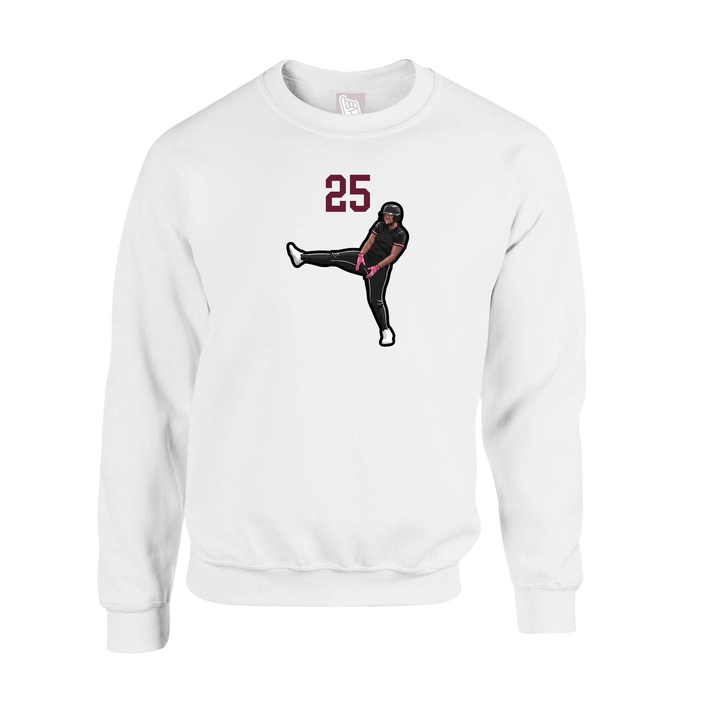 Fleece Crew — Number Top in White