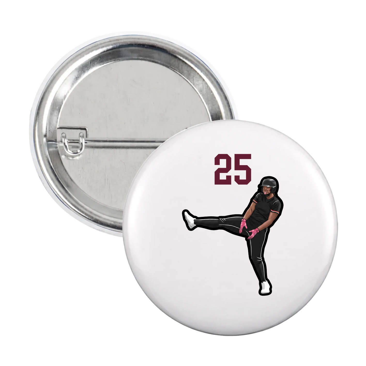 Game Day Button — Number Top in White