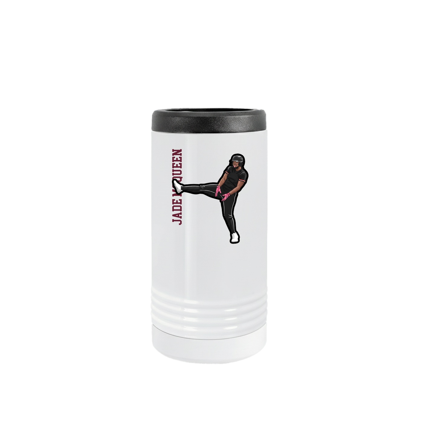 Slim Beverage Holder — Name Vertical in White