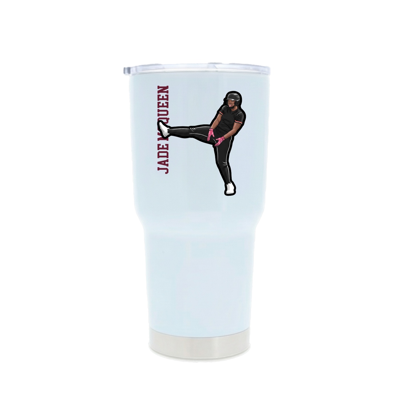 30oz Stainless Steel Tumbler — Name Vertical in White