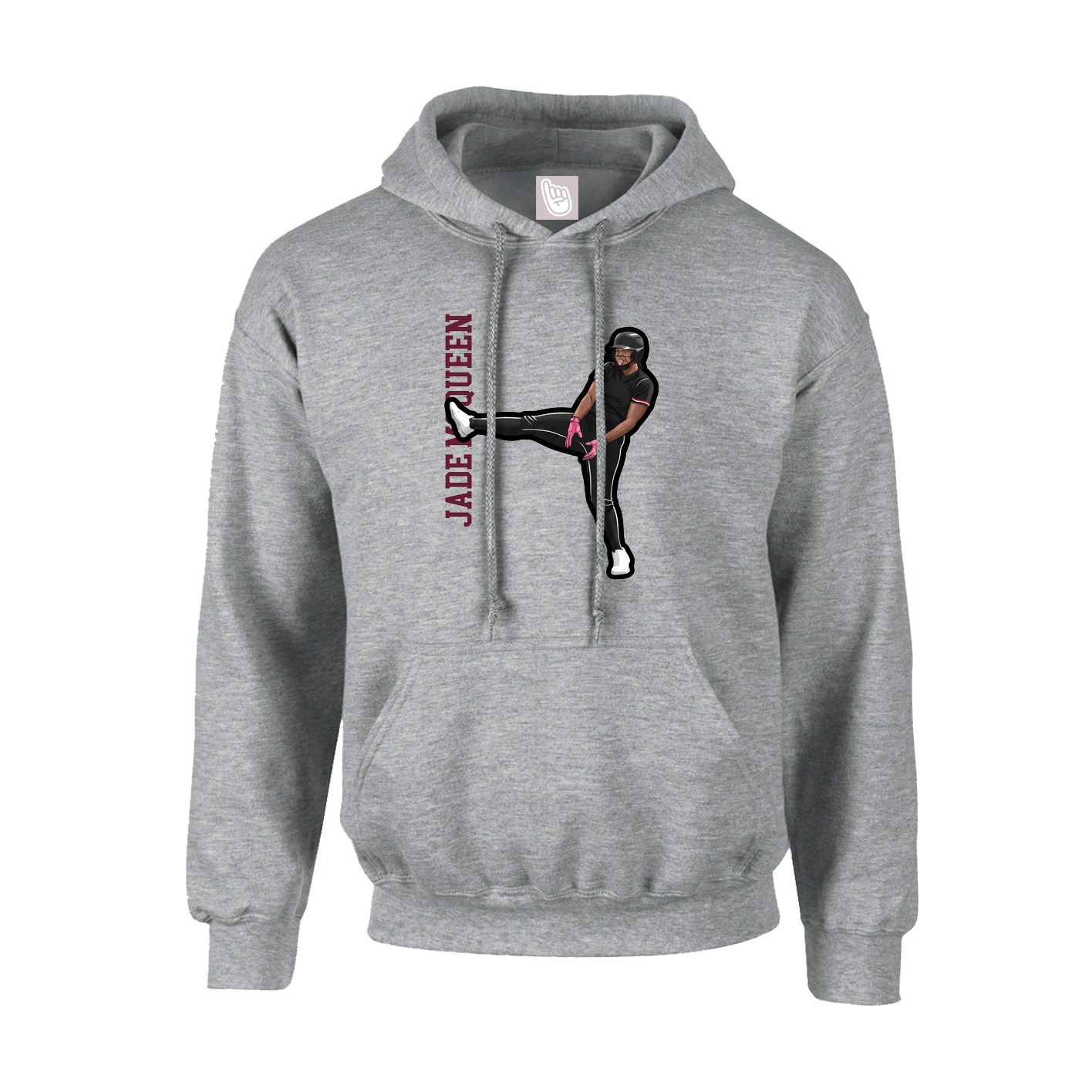 Hoodie — Name Vertical in Grey