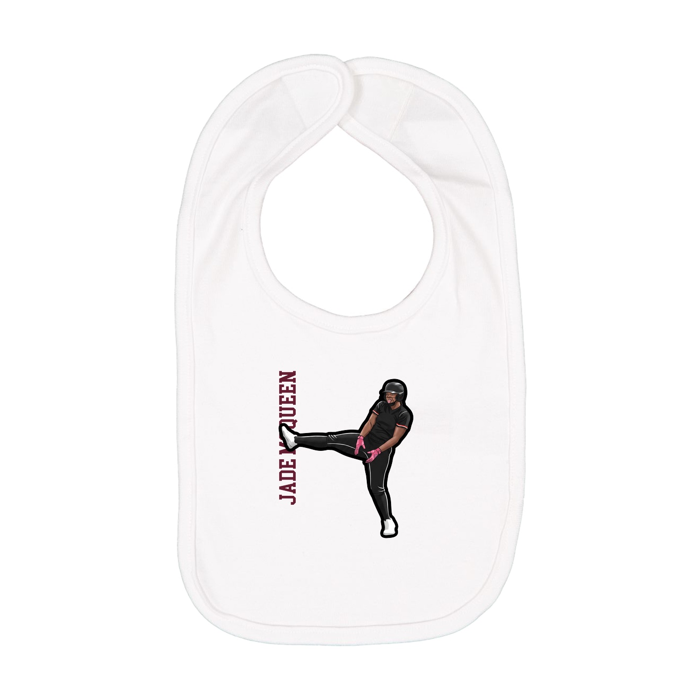 Infant Bib — Name Vertical in White