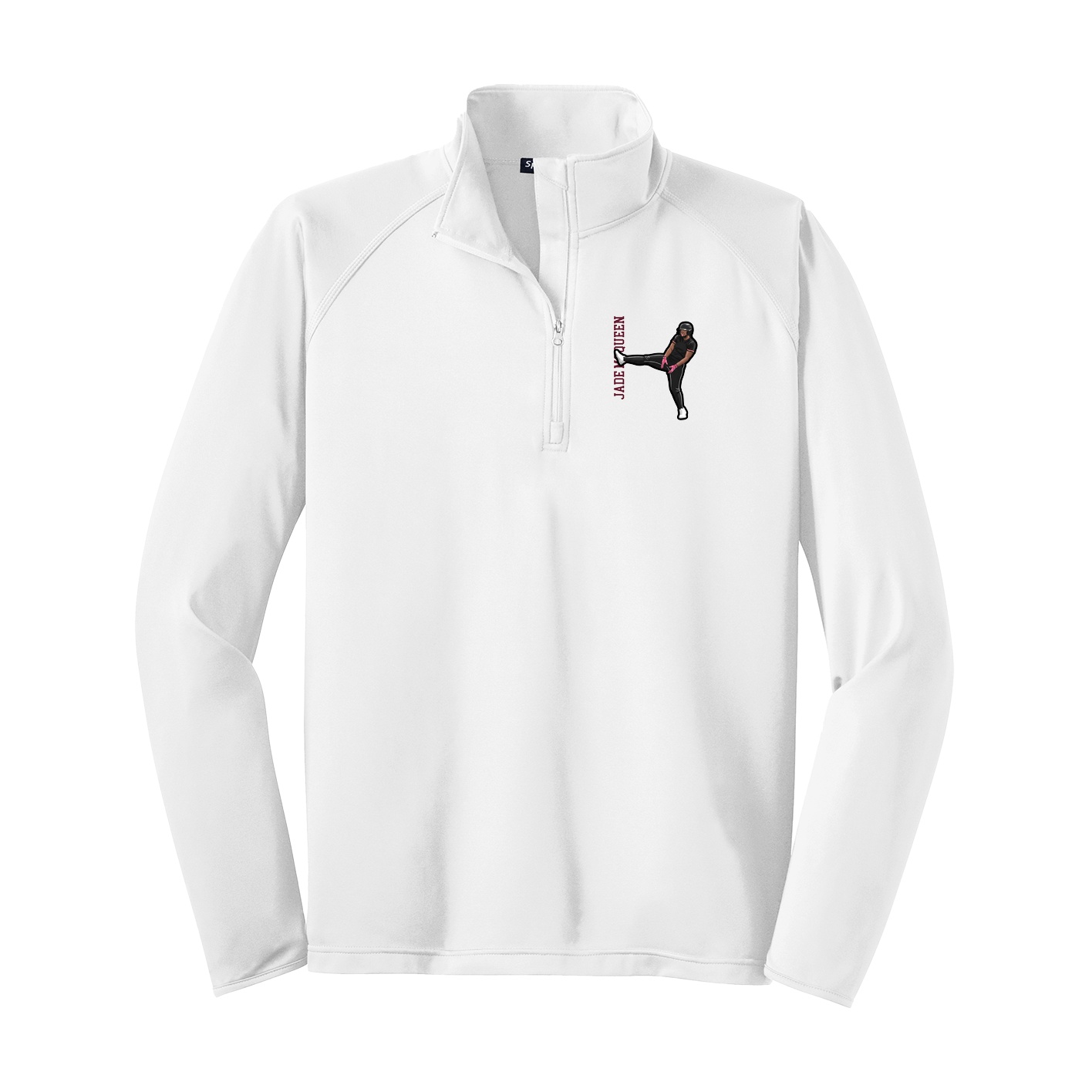 Q-Zip Pullover — Name Vertical in White