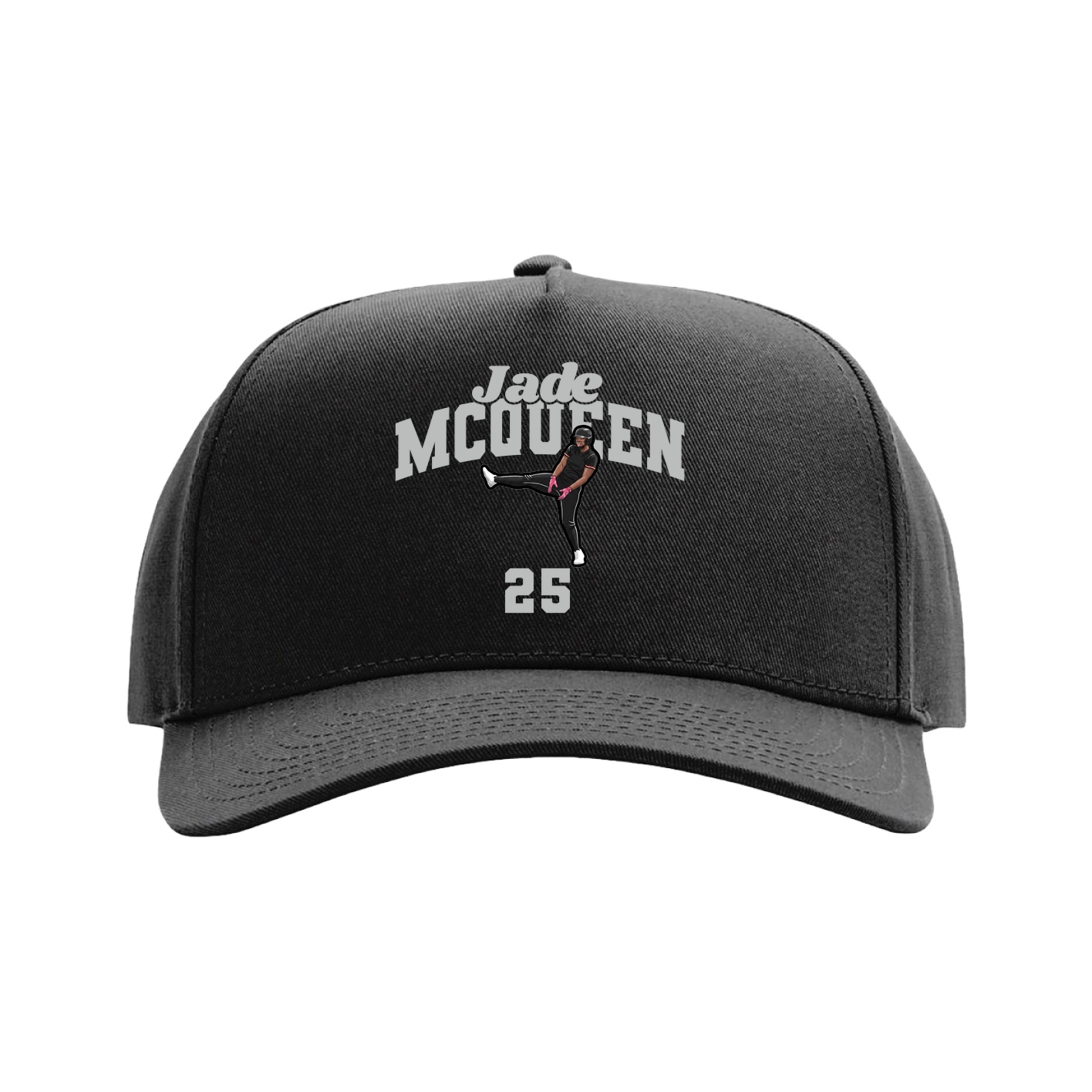 Full Fabric Five-Panel Champ Cap — Signature Arch in Black