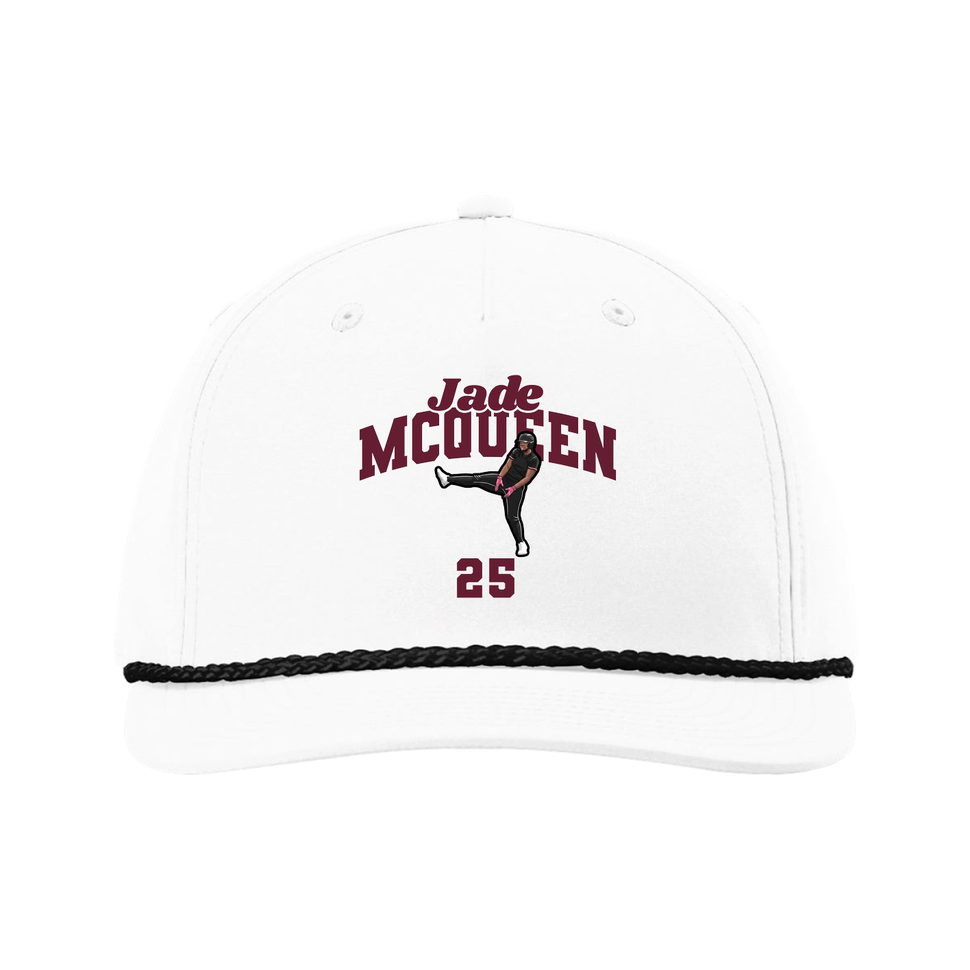 Five-Panel Classic Rope Cap — Signature Arch in White