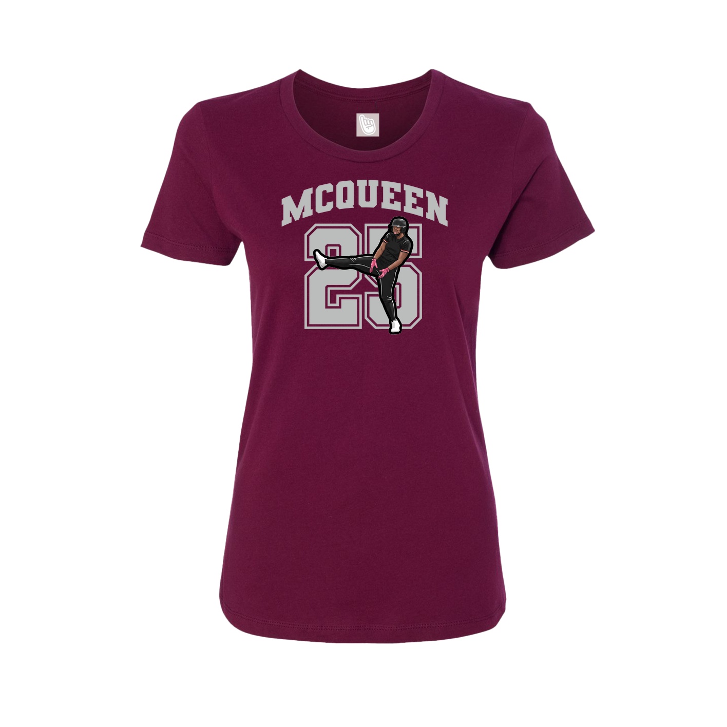 Fitted Women's Tee — Number in Maroon