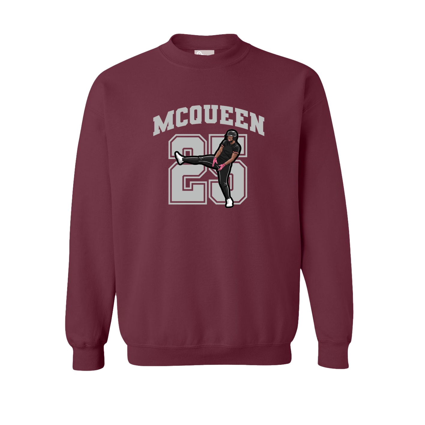 Fleece Crew — Number in Maroon