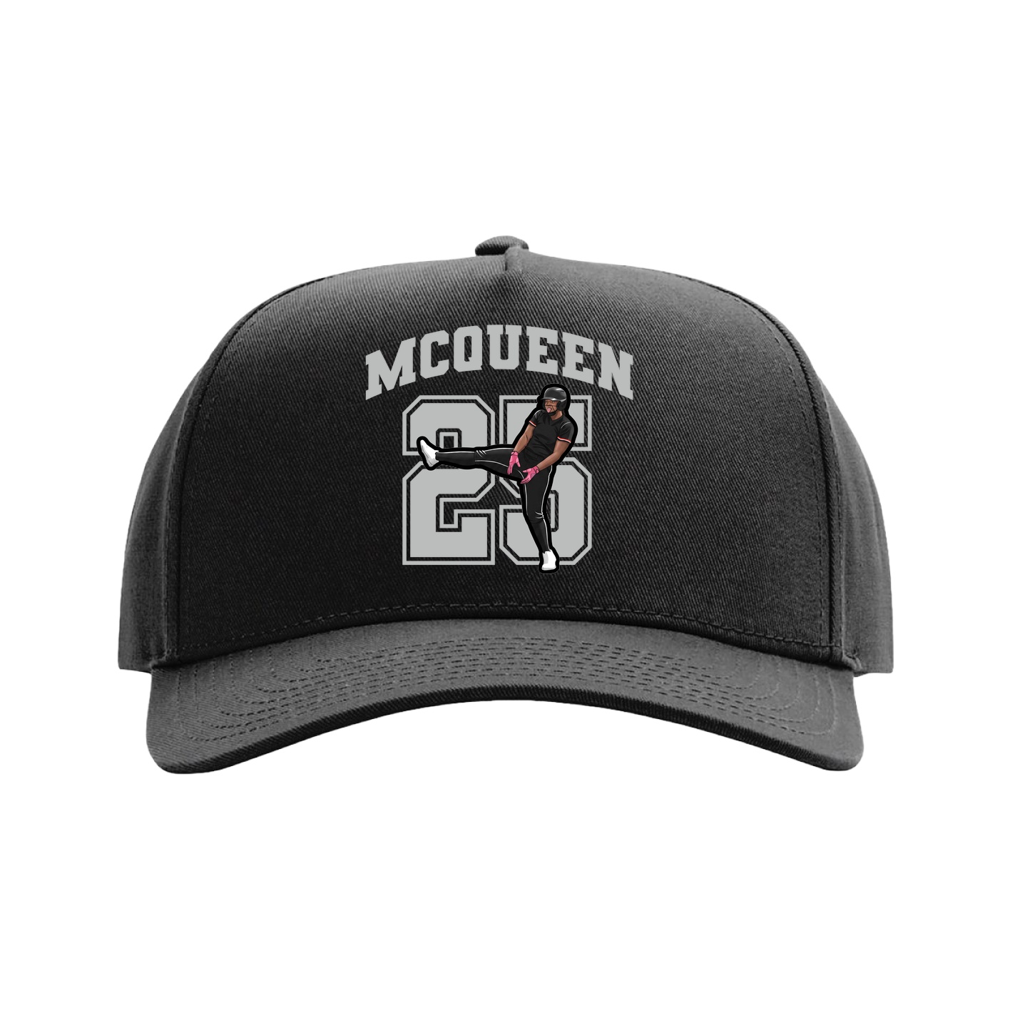 Full Fabric Five-Panel Champ Cap — Number in Black