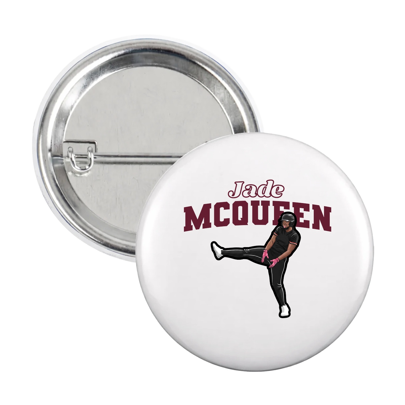 Game Day Button — Name Arch in White
