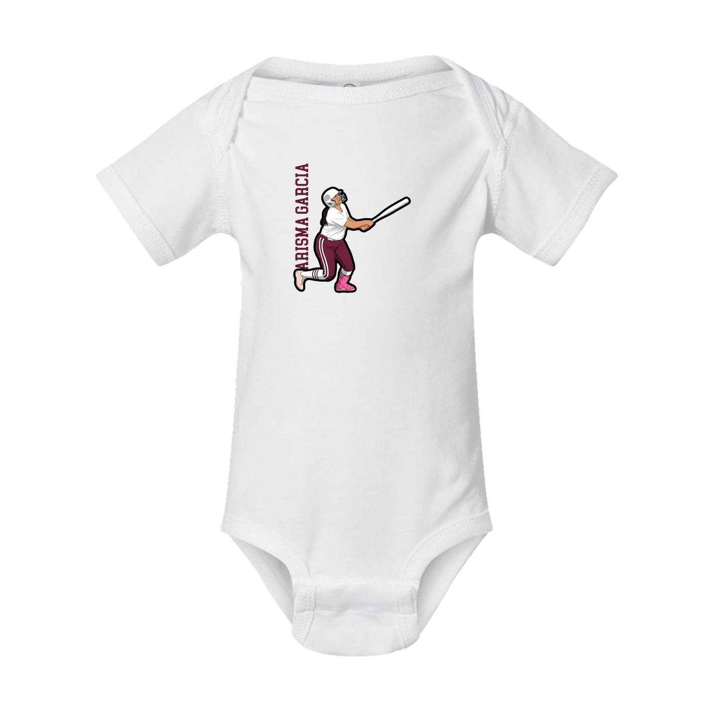 Baby Onesie — Name Vertical in White