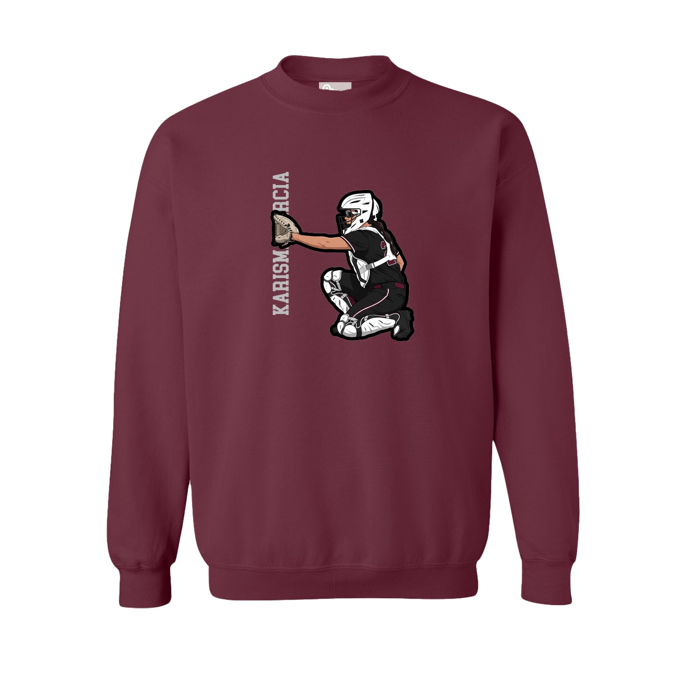 Fleece Crew — Name Vertical in Maroon