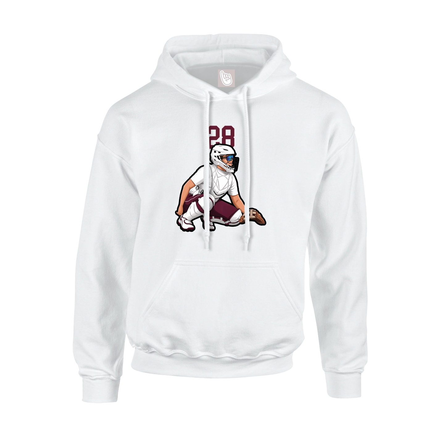 Youth Hoodie — Number Top in White