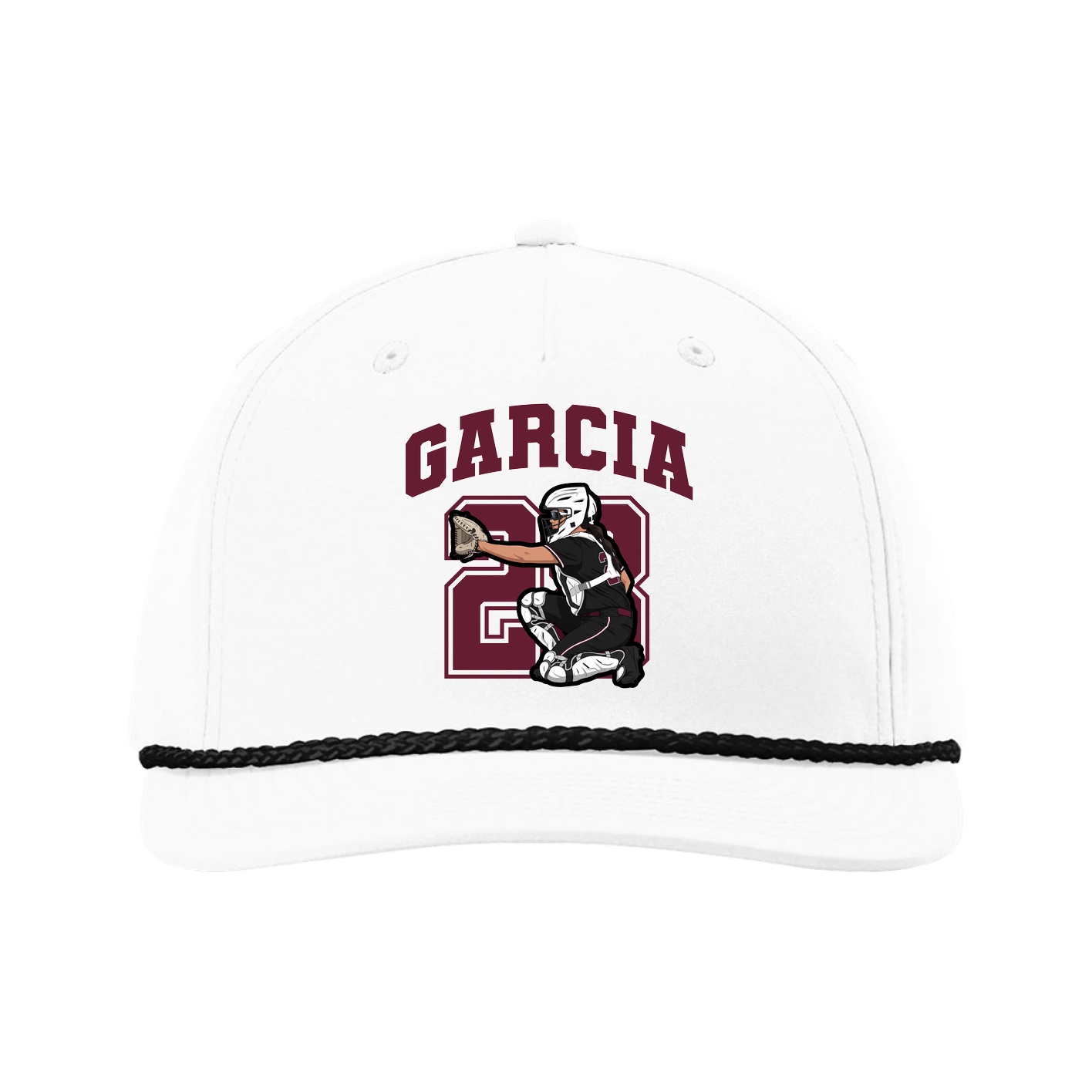 Five-Panel Classic Rope Cap — Number in White