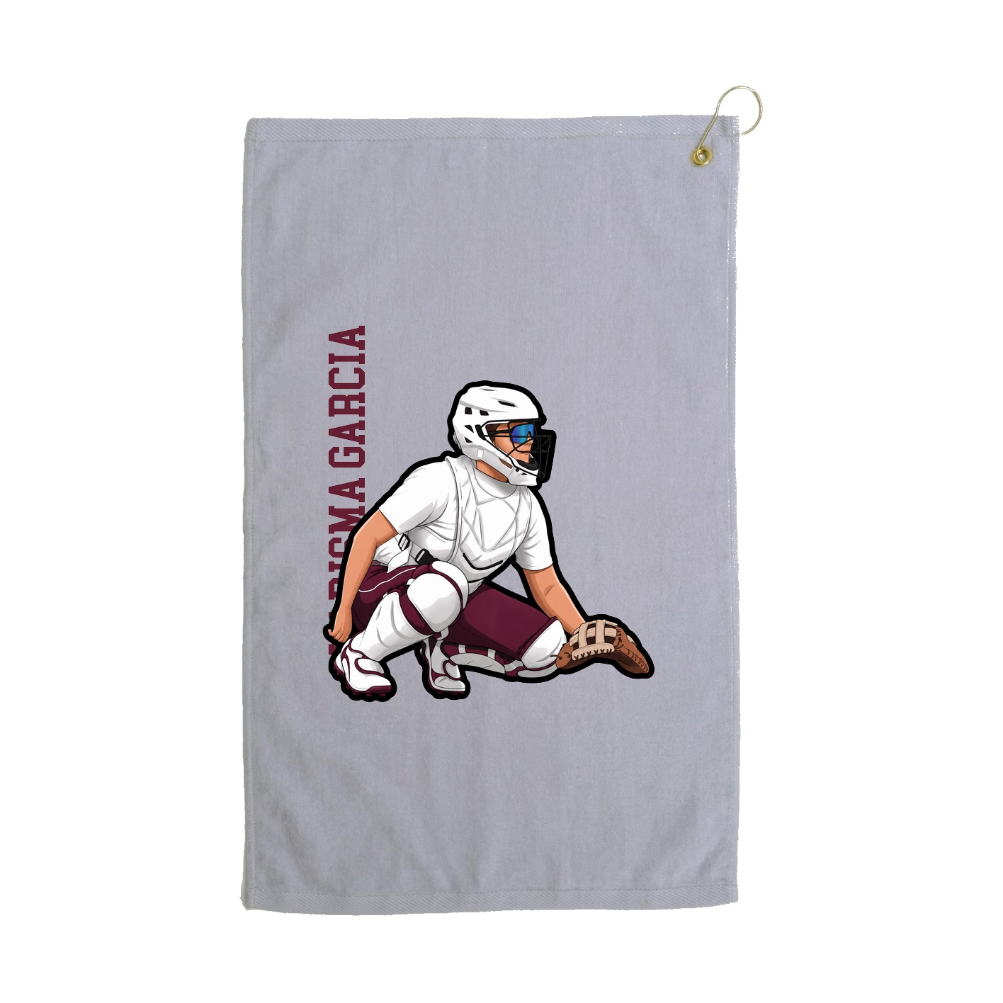 Golf Towel — Name Vertical in Grey