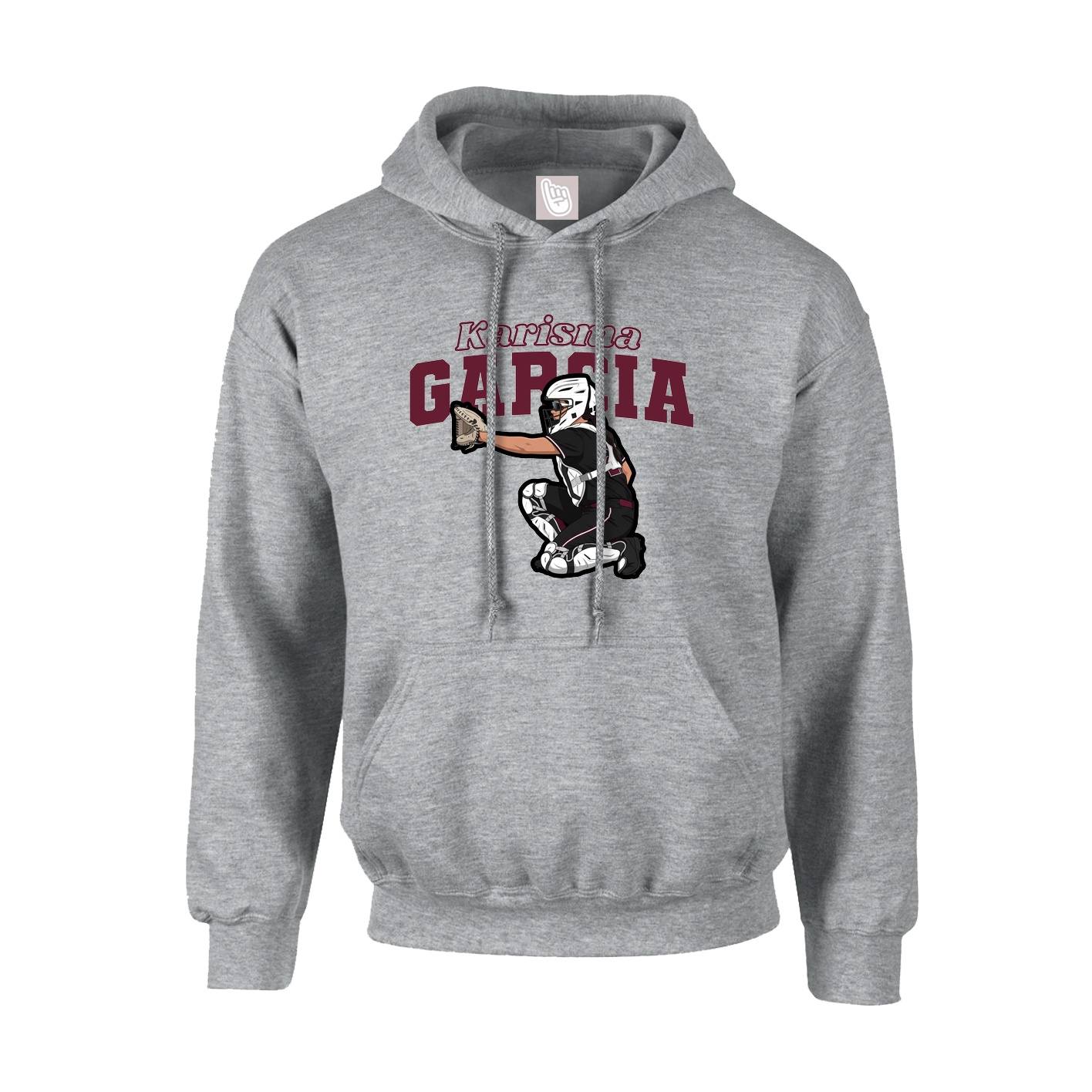 Youth Hoodie — Name Arch in Grey