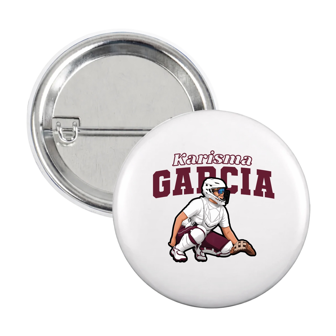 Game Day Button — Name Arch in White