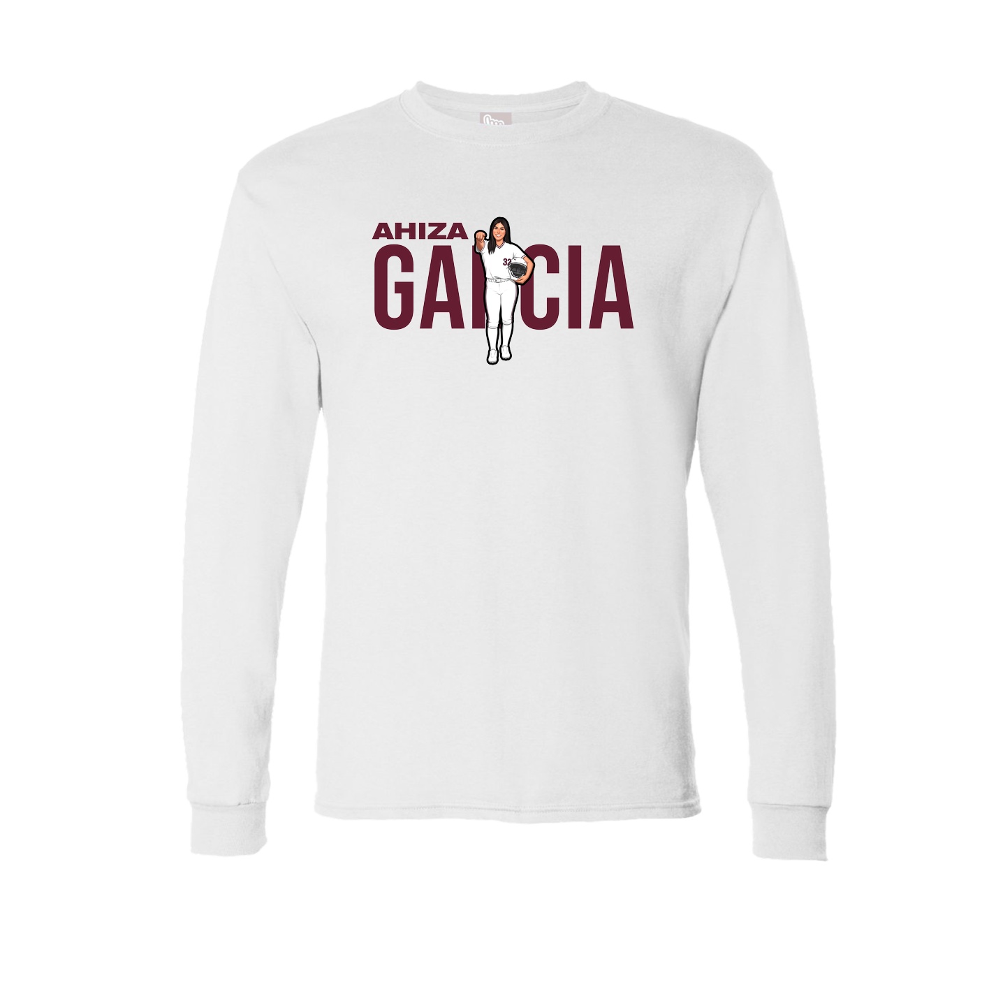 Long Sleeve Tee — Player Name in White