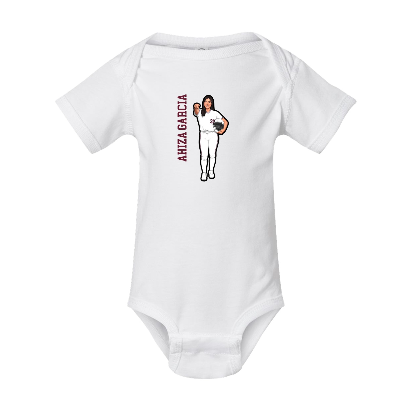 Baby Onesie — Name Vertical in White