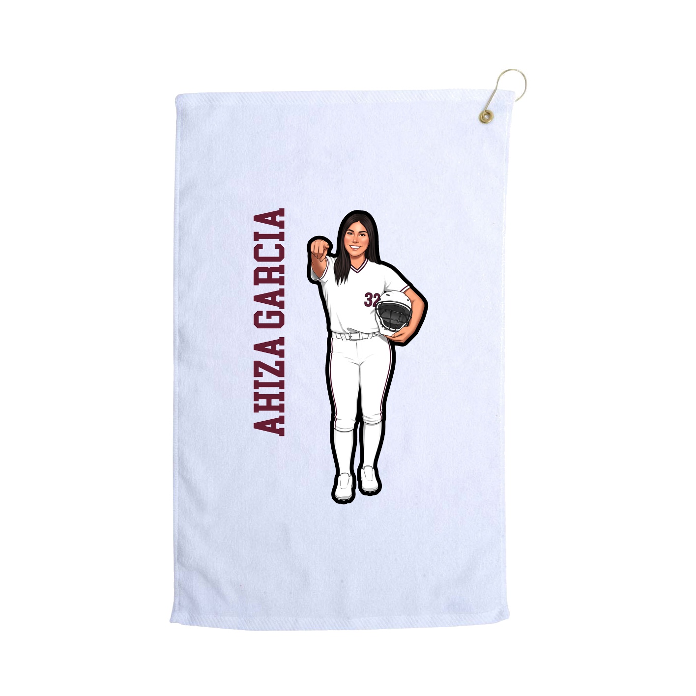 Golf Towel — Name Vertical in White