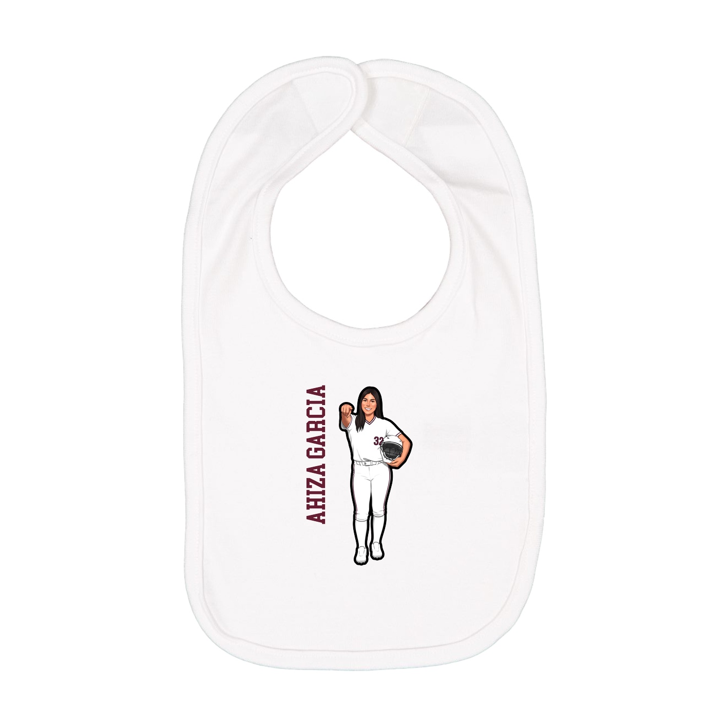 Infant Bib — Name Vertical in White
