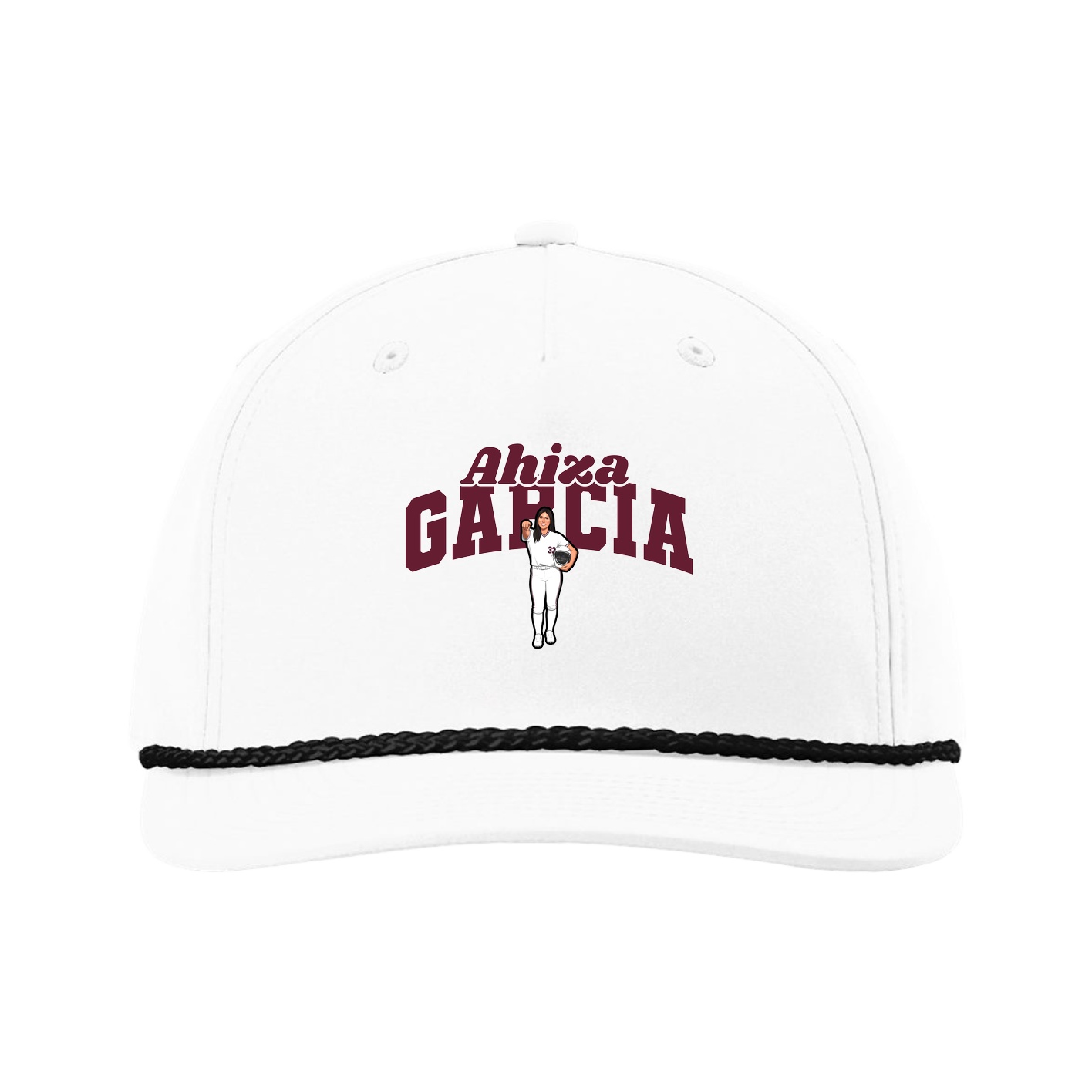 Five-Panel Classic Rope Cap — Signature Arch in White