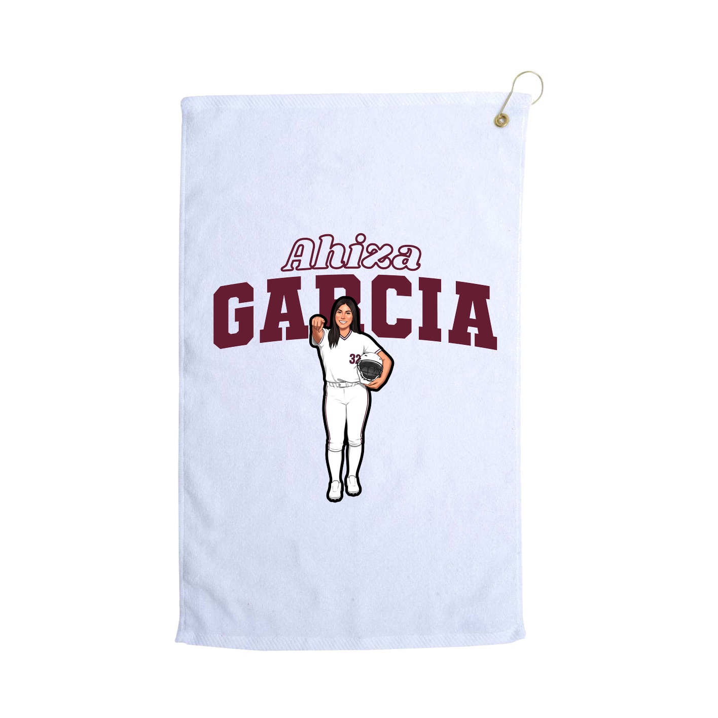 Golf Towel — Name Arch in White