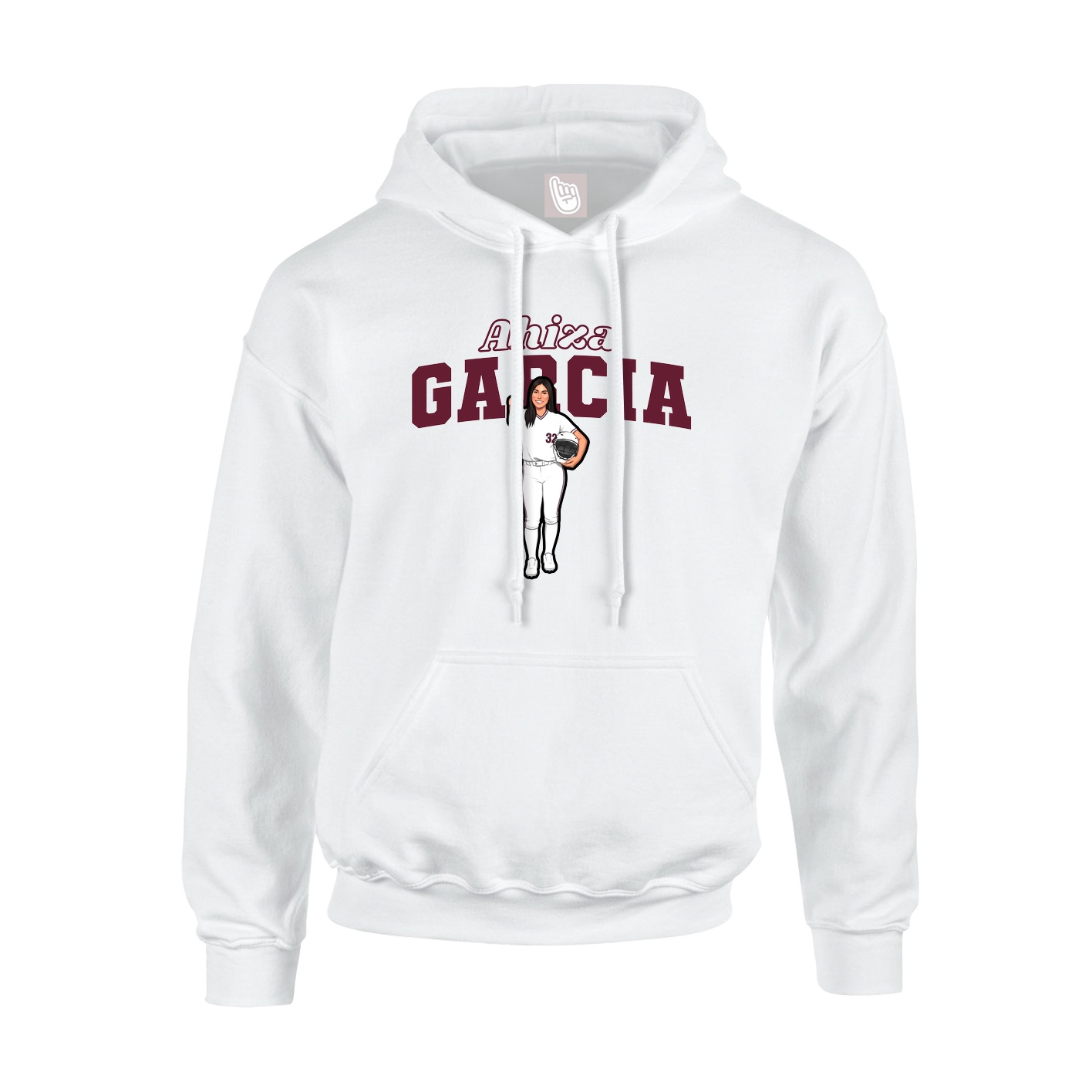 Youth Hoodie — Name Arch in White