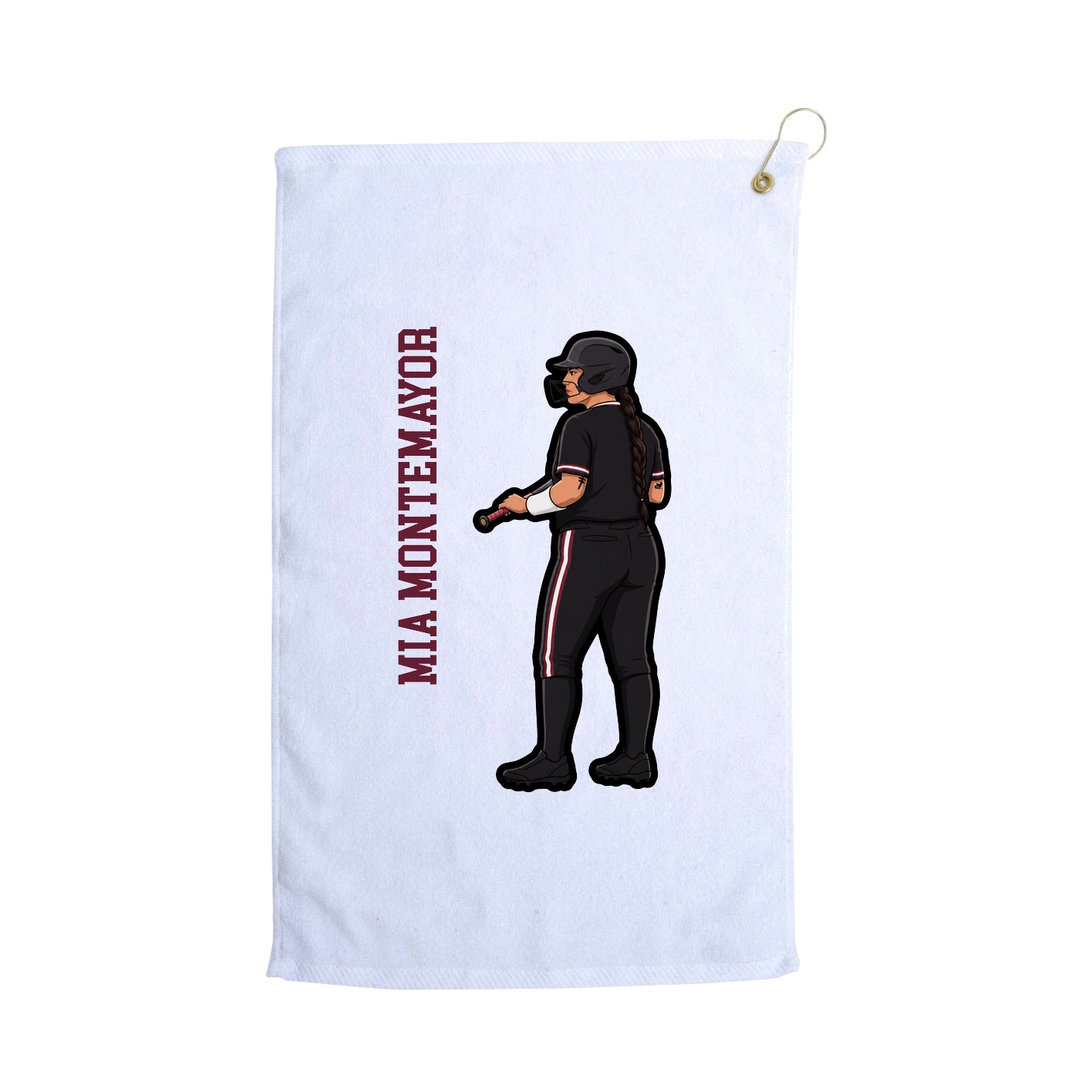 Golf Towel — Name Vertical in White