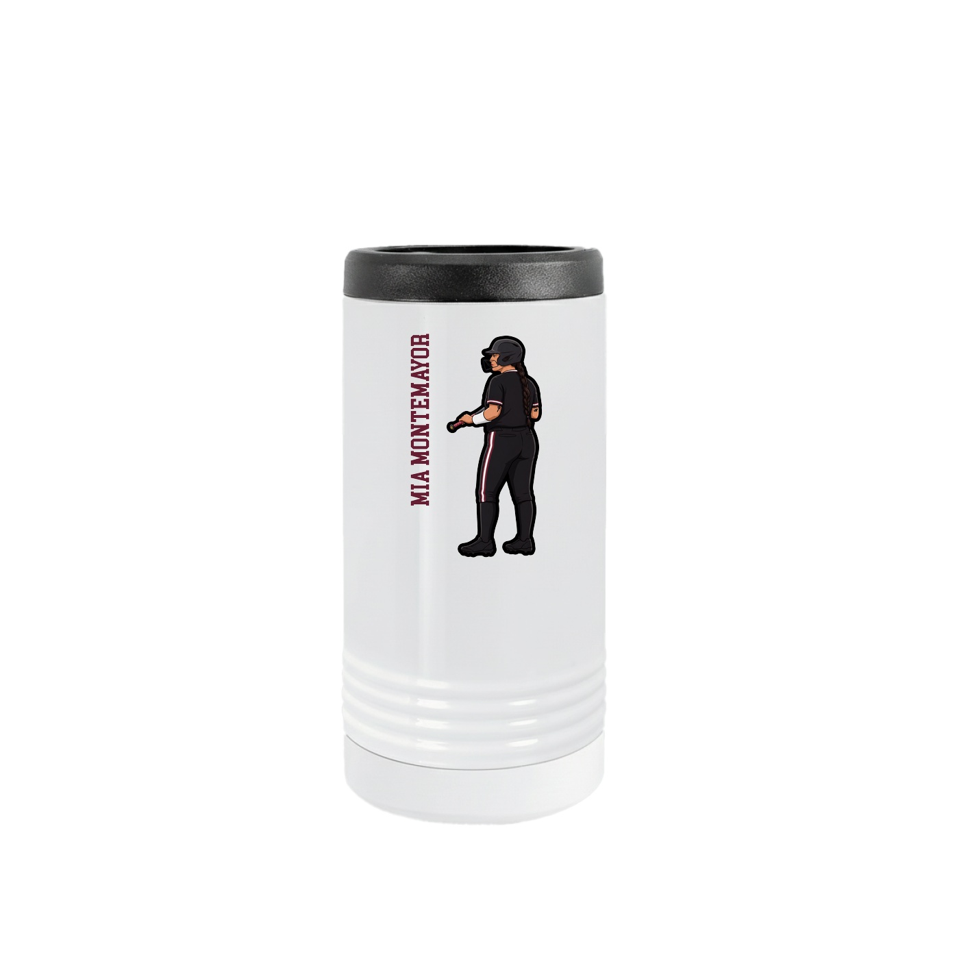 Slim Beverage Holder — Name Vertical in White