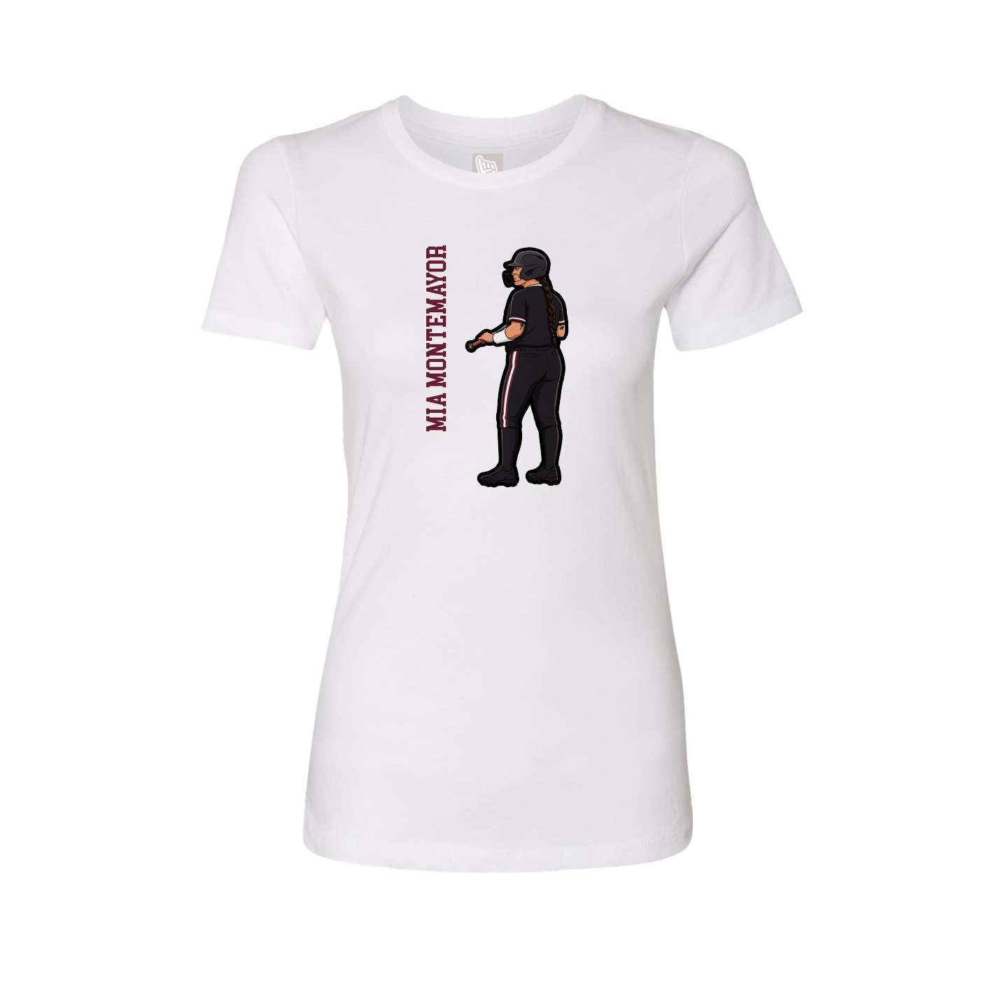 Fitted Women's Tee — Name Vertical in White