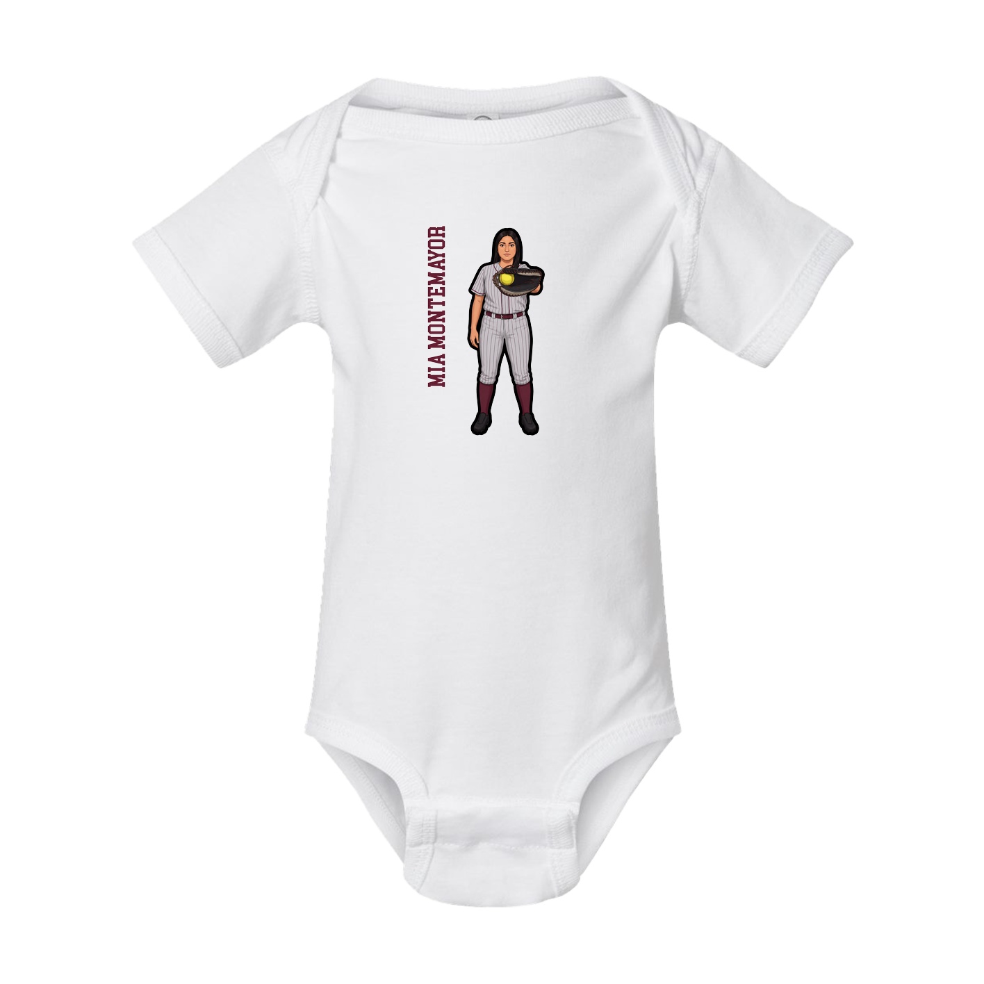 Baby Onesie — Name Vertical in White