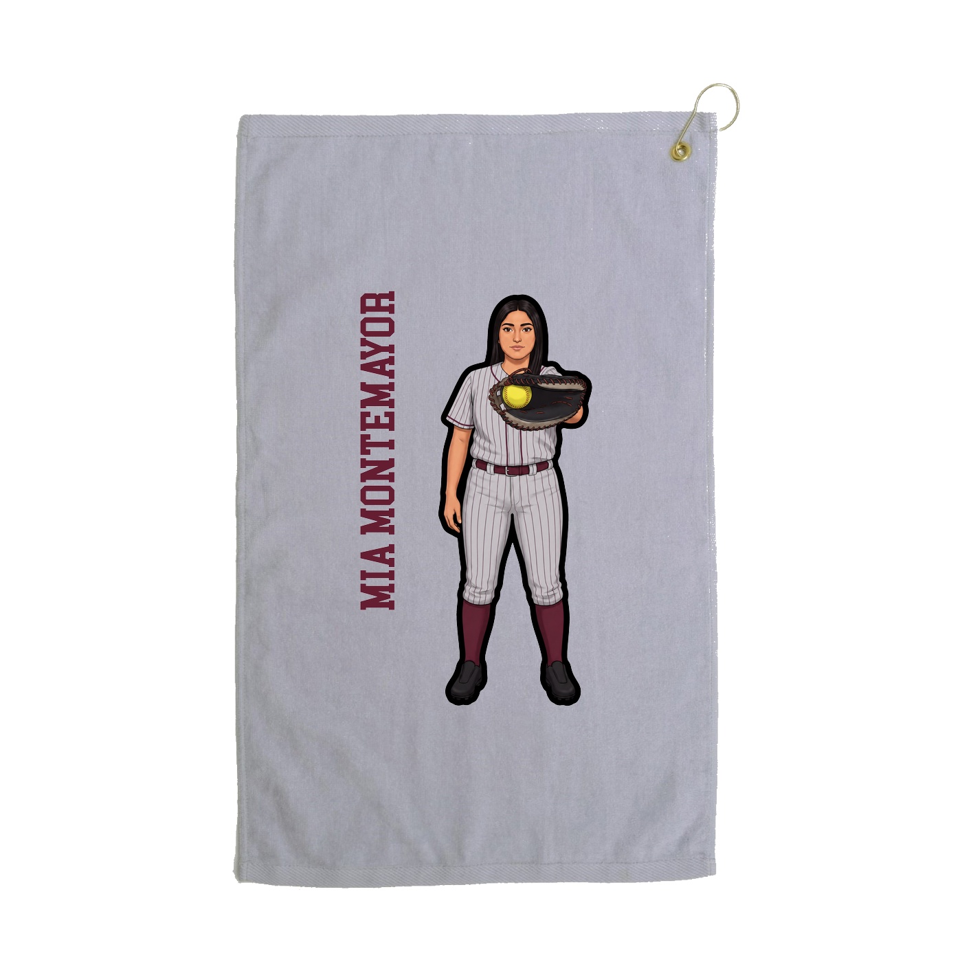 Golf Towel — Name Vertical in Grey