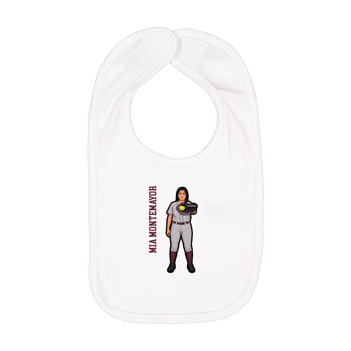 Infant Bib — Name Vertical in White